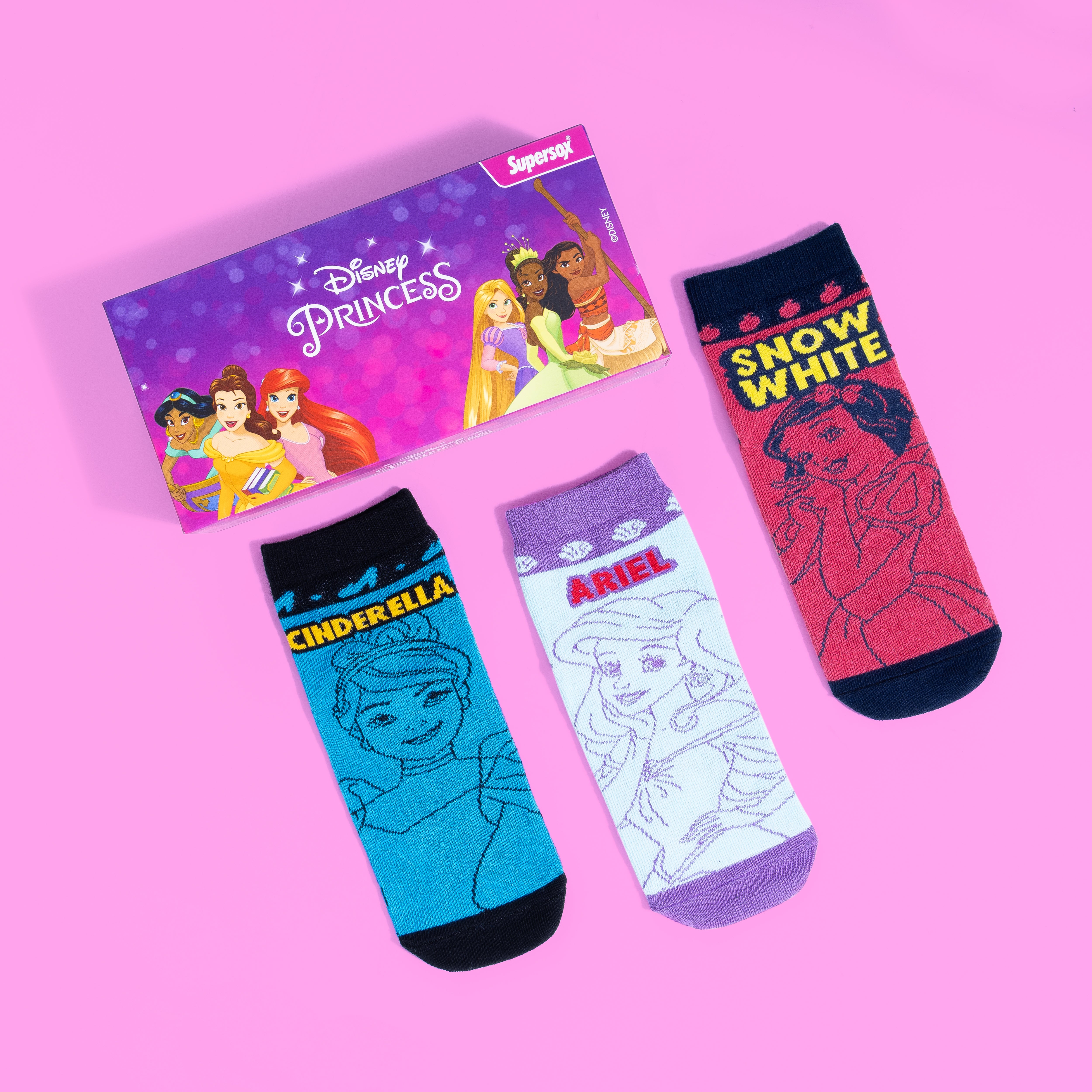 Princesses Ankle Socks for Girls (Pack of 3)
