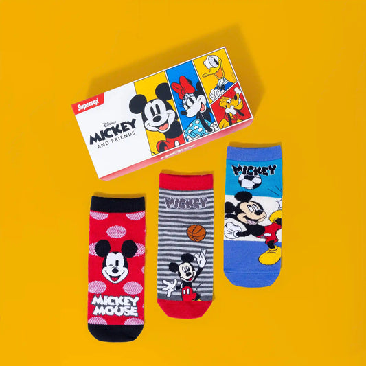 Disney Mickey & Friends Ankle Socks - Boys (Pack of 3) Supersox 3000