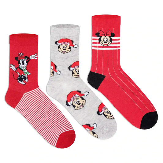 Disney Minnie Mouse Christmas Socks - Women (Pack of 3) 3000