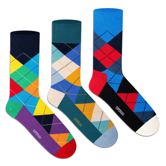 Supersox Argyle Crew Socks - Men (Pack of 3) 5000