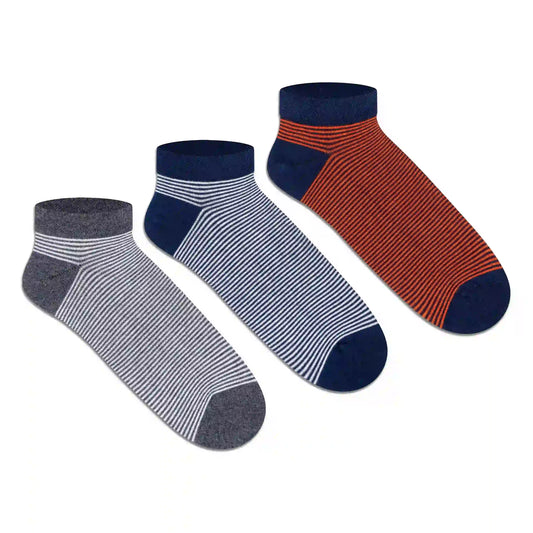 Supersox Plain Stripe Sneaker Socks - Men (Pack of 3) 3000