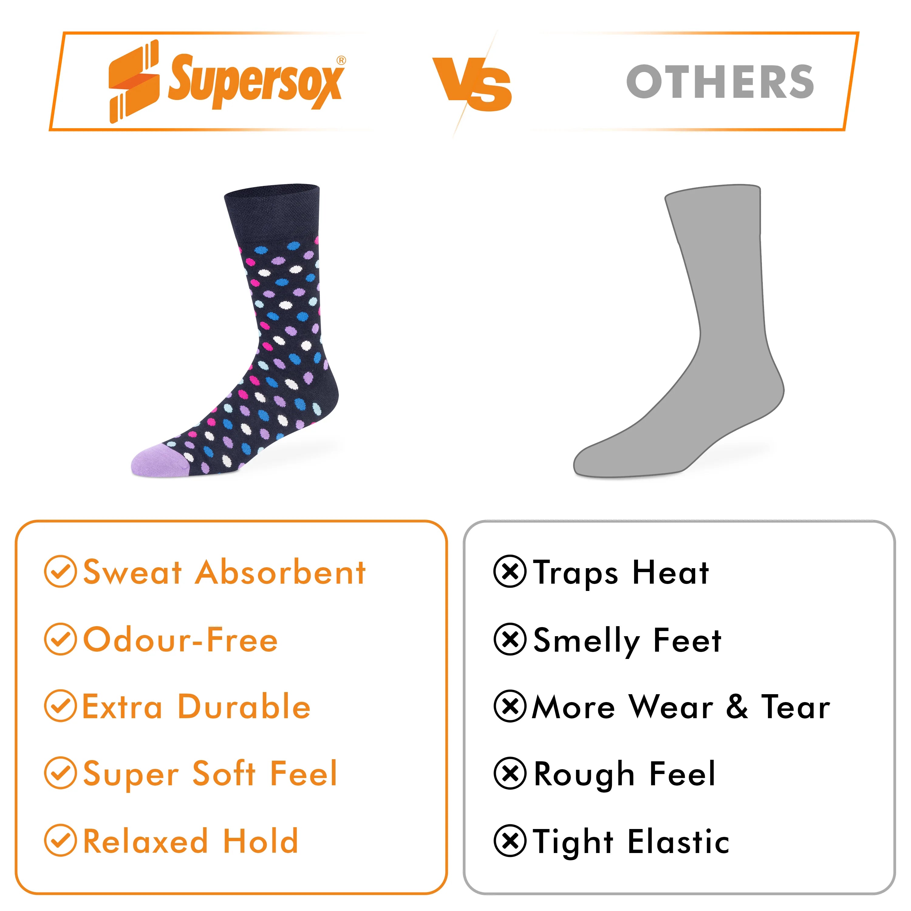 Funky Polka Crew Socks - Unisex (Pack of 2)