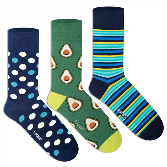 Funky Crew Socks (Unisex) - Pack of 3 3000