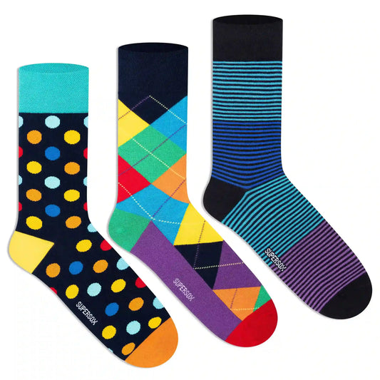 Funky Crew Socks (Unisex) - Pack of 3 3000