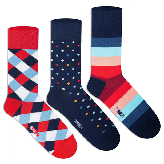 Funky Crew Socks (Unisex) - Pack of 3 3000