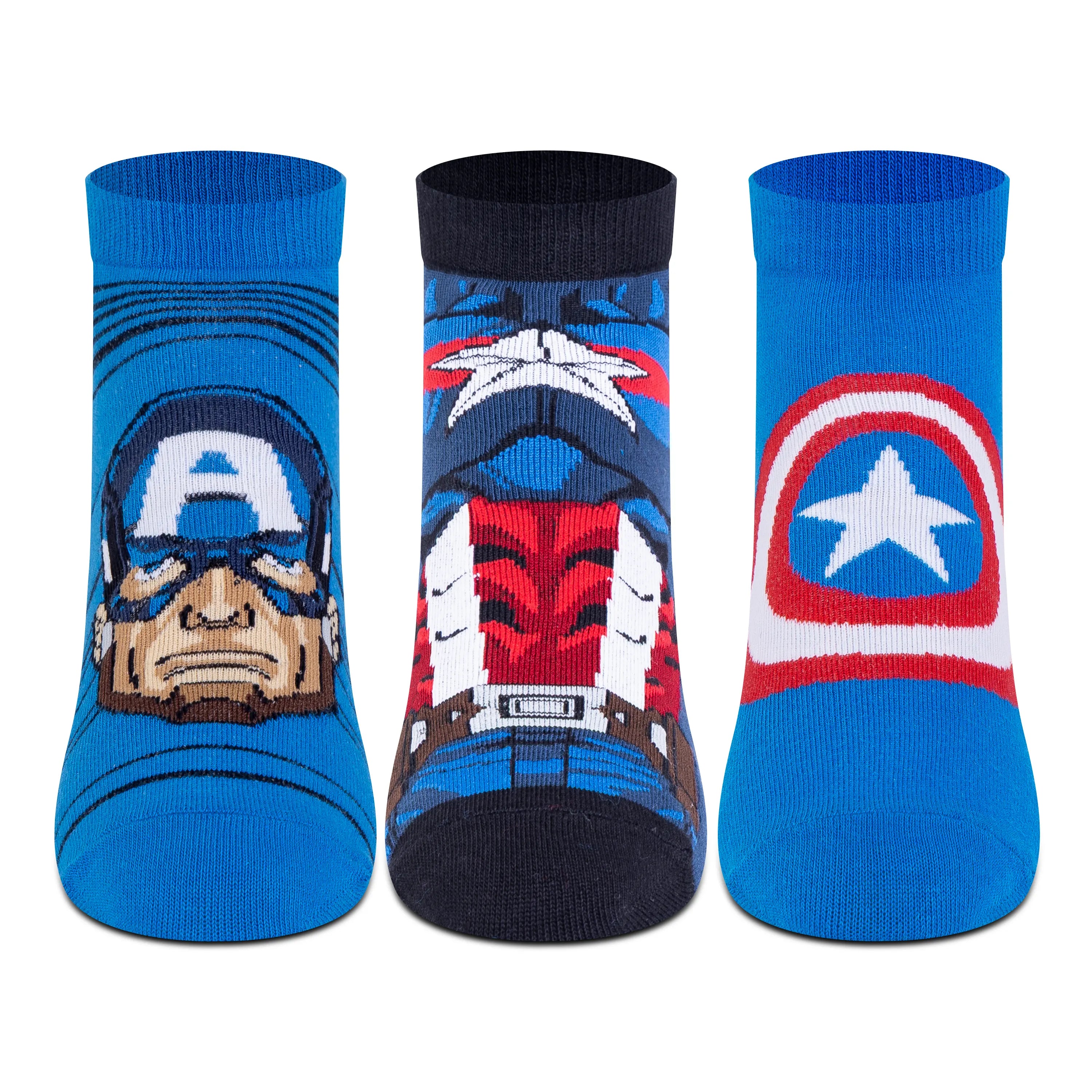 Marvel Captain America Low-Cut Socks - Men (Pack of 3) Marvel Captain America Low-Cut Socks - Men (Pack of 3)