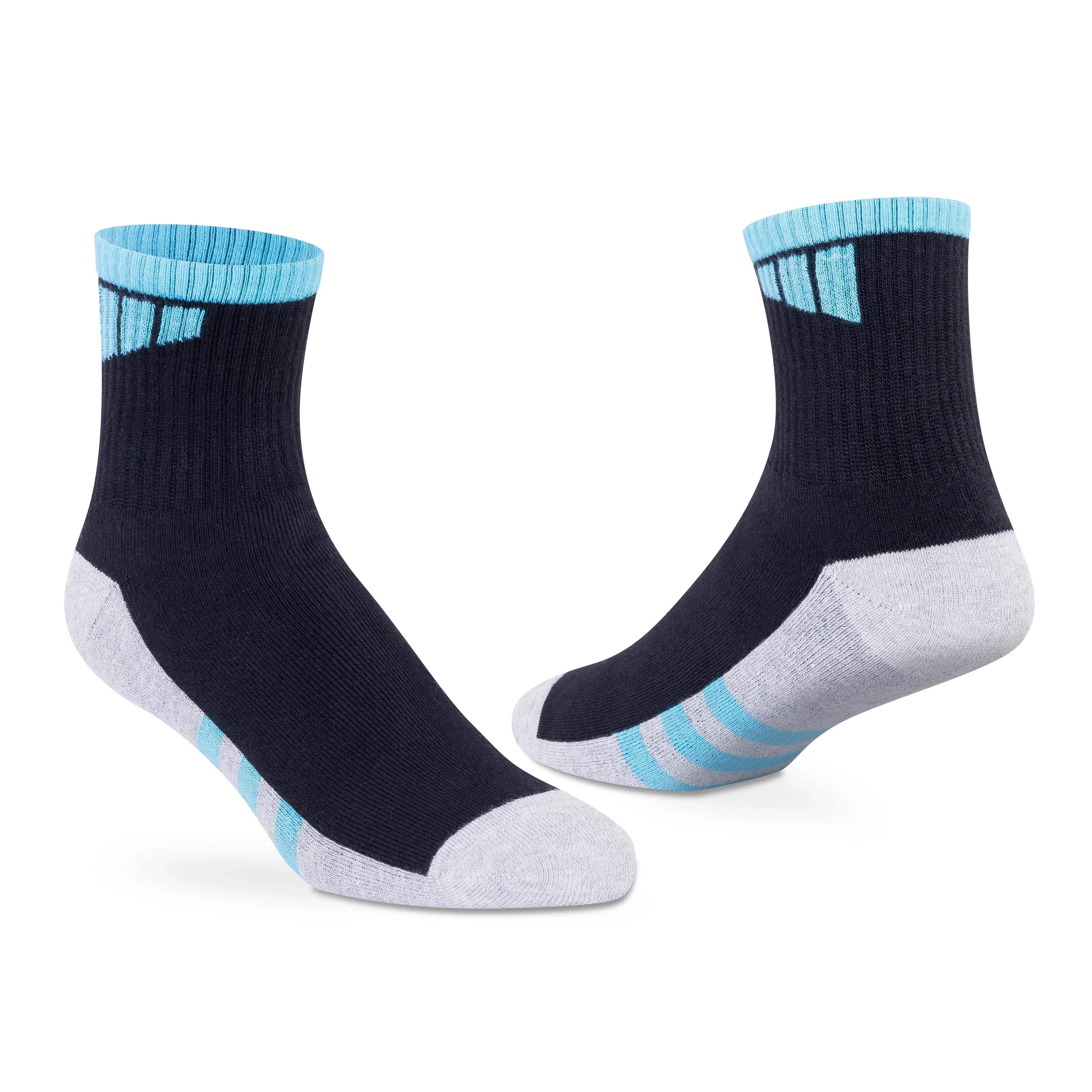 SuperSox men’s crew socks in dark navy with ribbed texture and contrast toe.