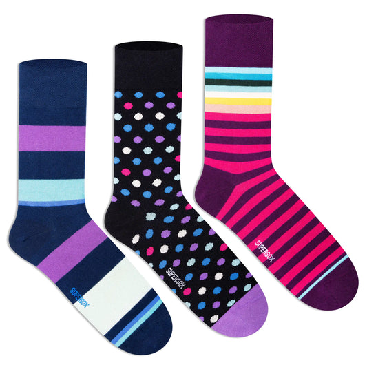 Funky Crew Socks (Unisex) - Pack of 3 3000