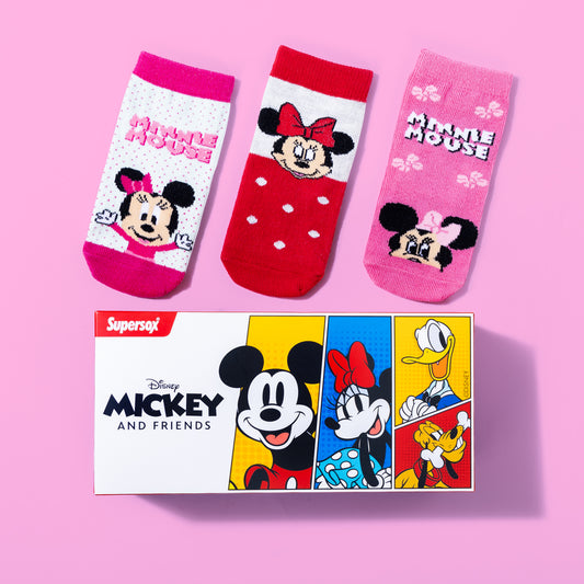 Minnie Mouse Ankle Socks for Girls (Pack of 3)