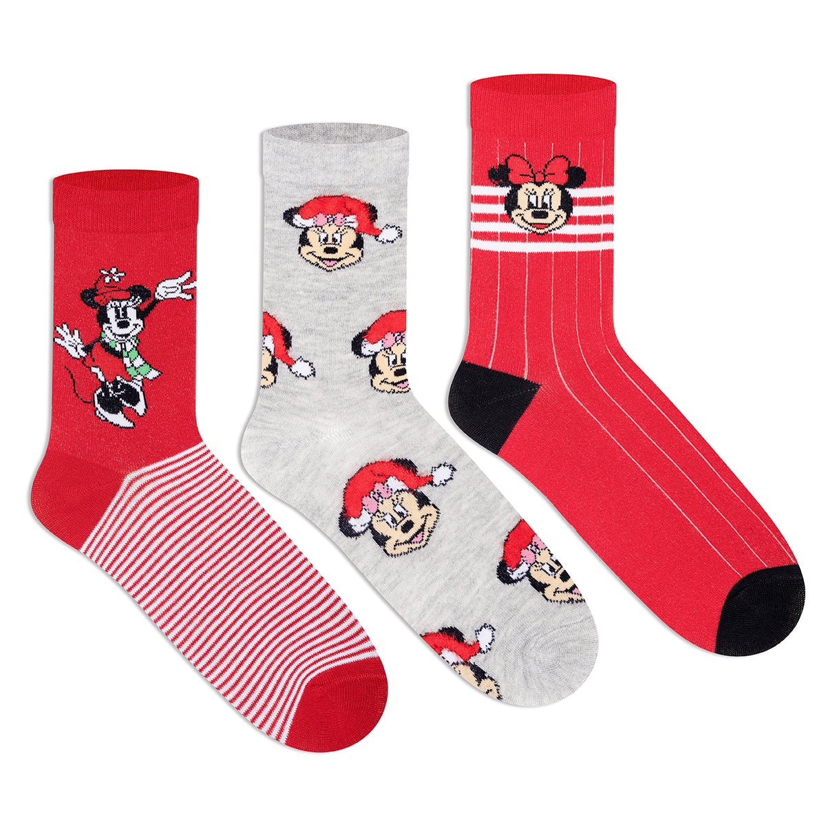 Disney Minnie Mouse Christmas Socks - Women (Pack of 3)