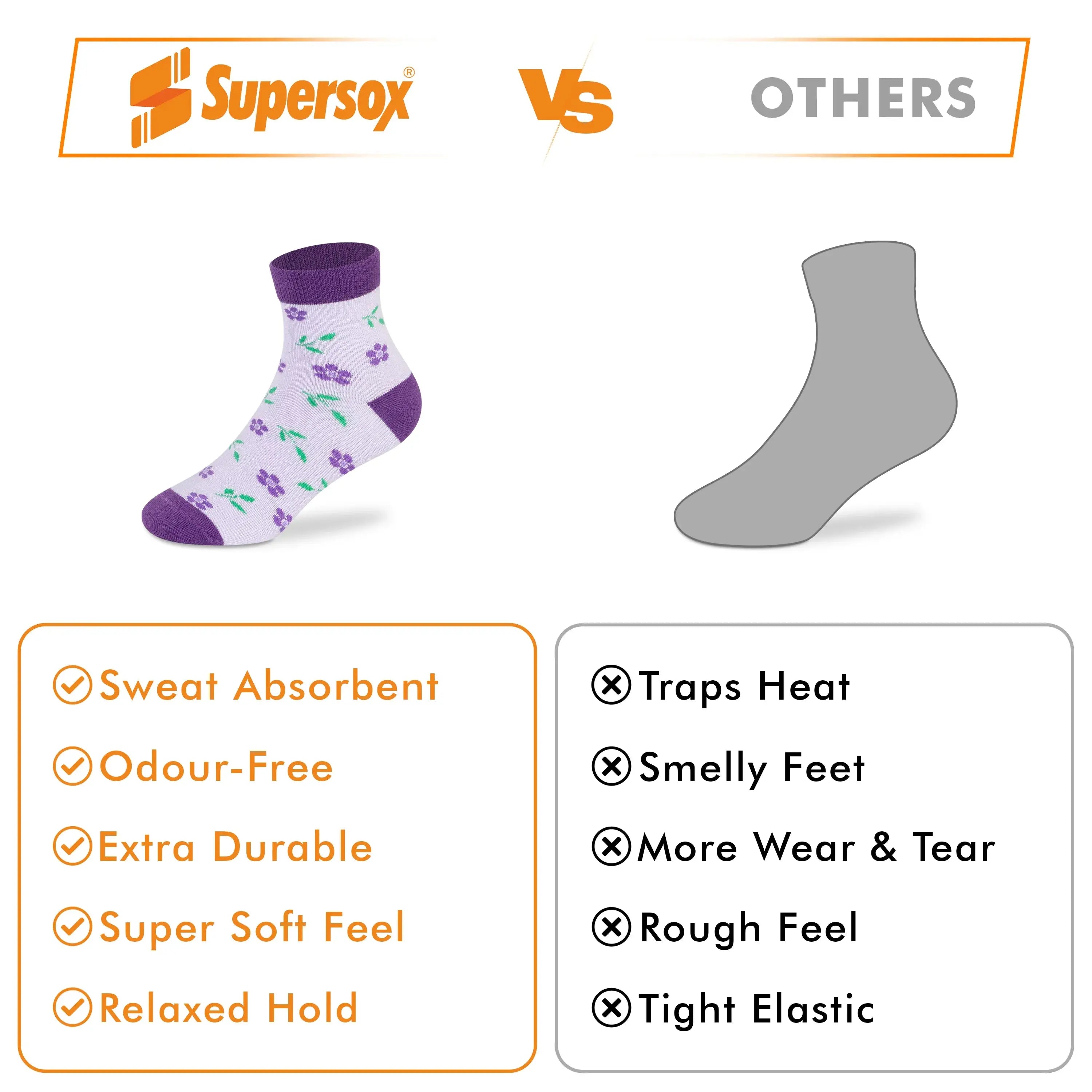 Casual Ankle Socks - Girls (Pack of 3) Supersox