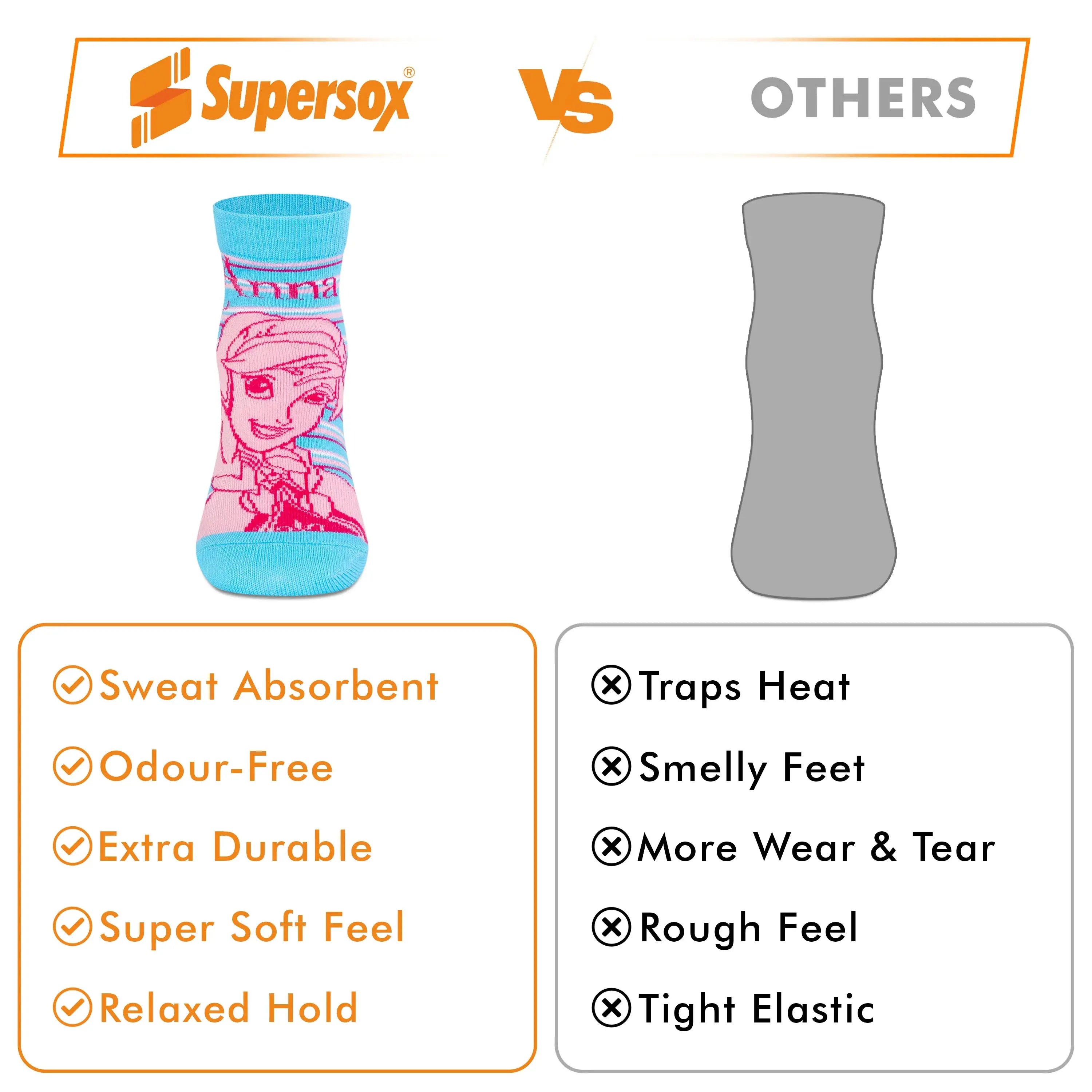 Disney Frozen Ankle Socks - Girls (Pack of 3) Supersox