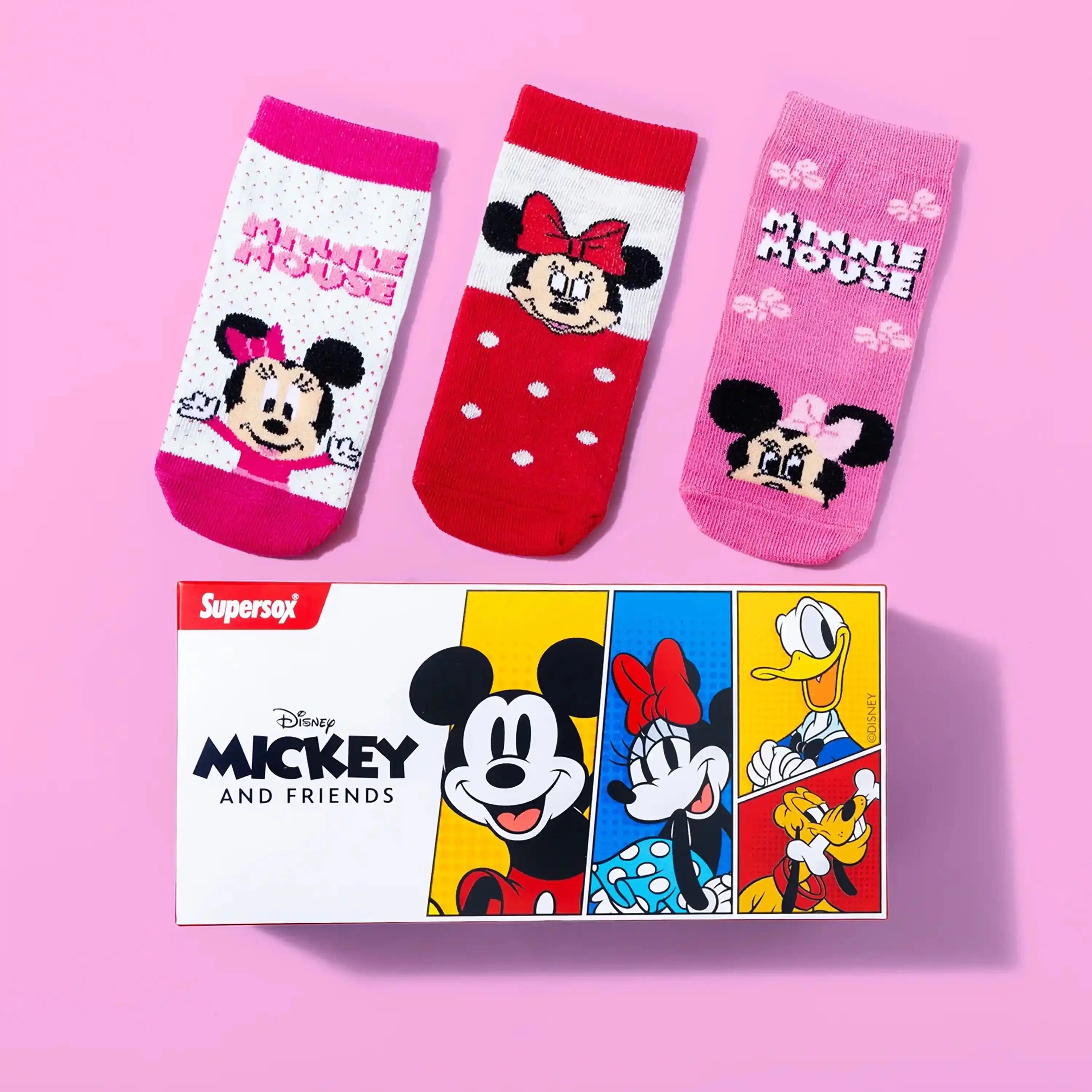 Disney Minnie Mouse Ankle Socks - Girls (Pack of 3) Supersox