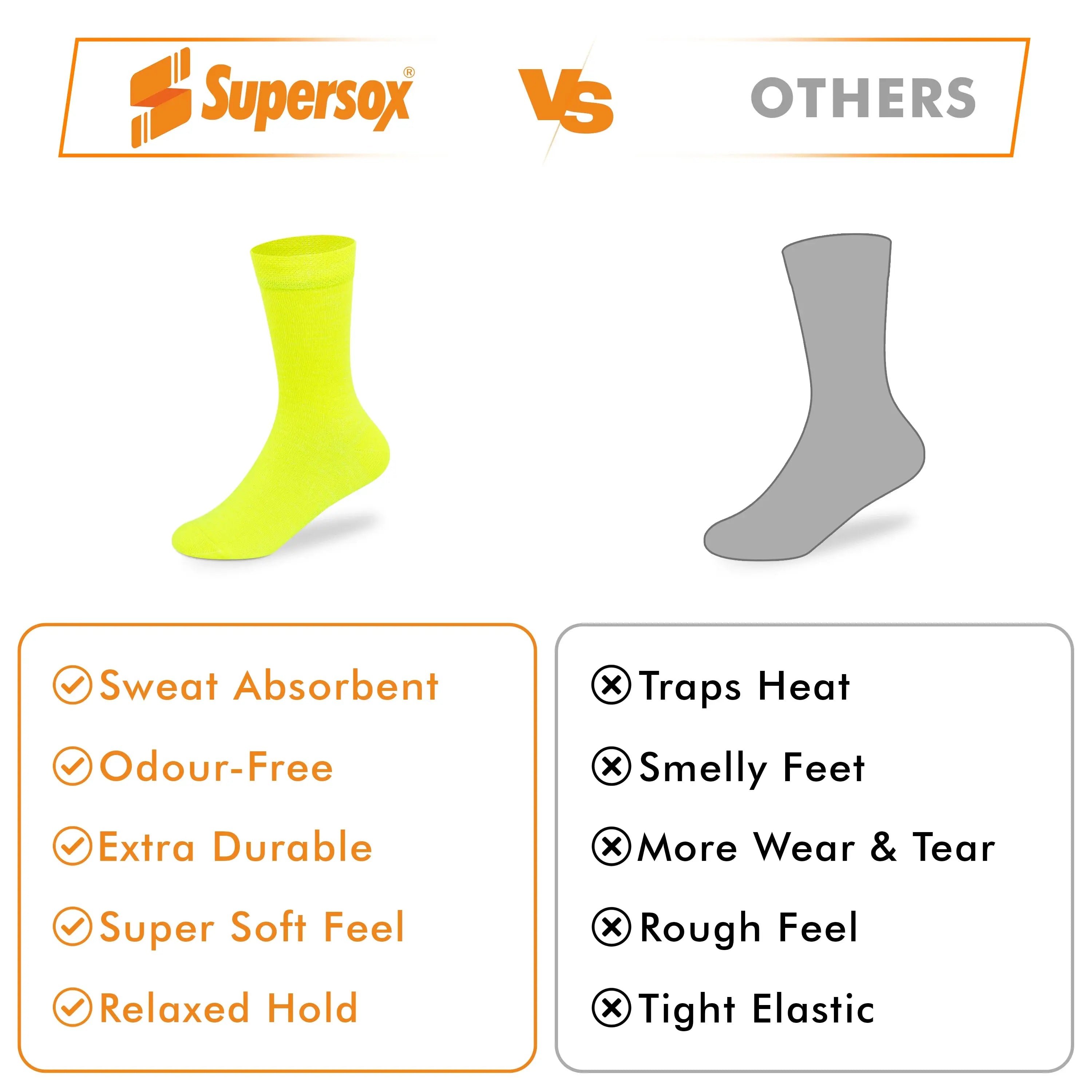 Bright Solid Crew Socks - Kids (Pack of 3) Supersox