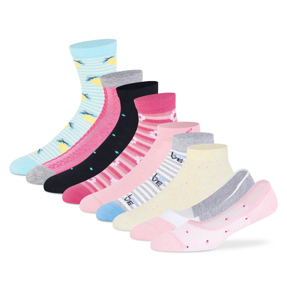 Supersox Fusion Vibe Pink Box Socks – Women (Pack of 9)