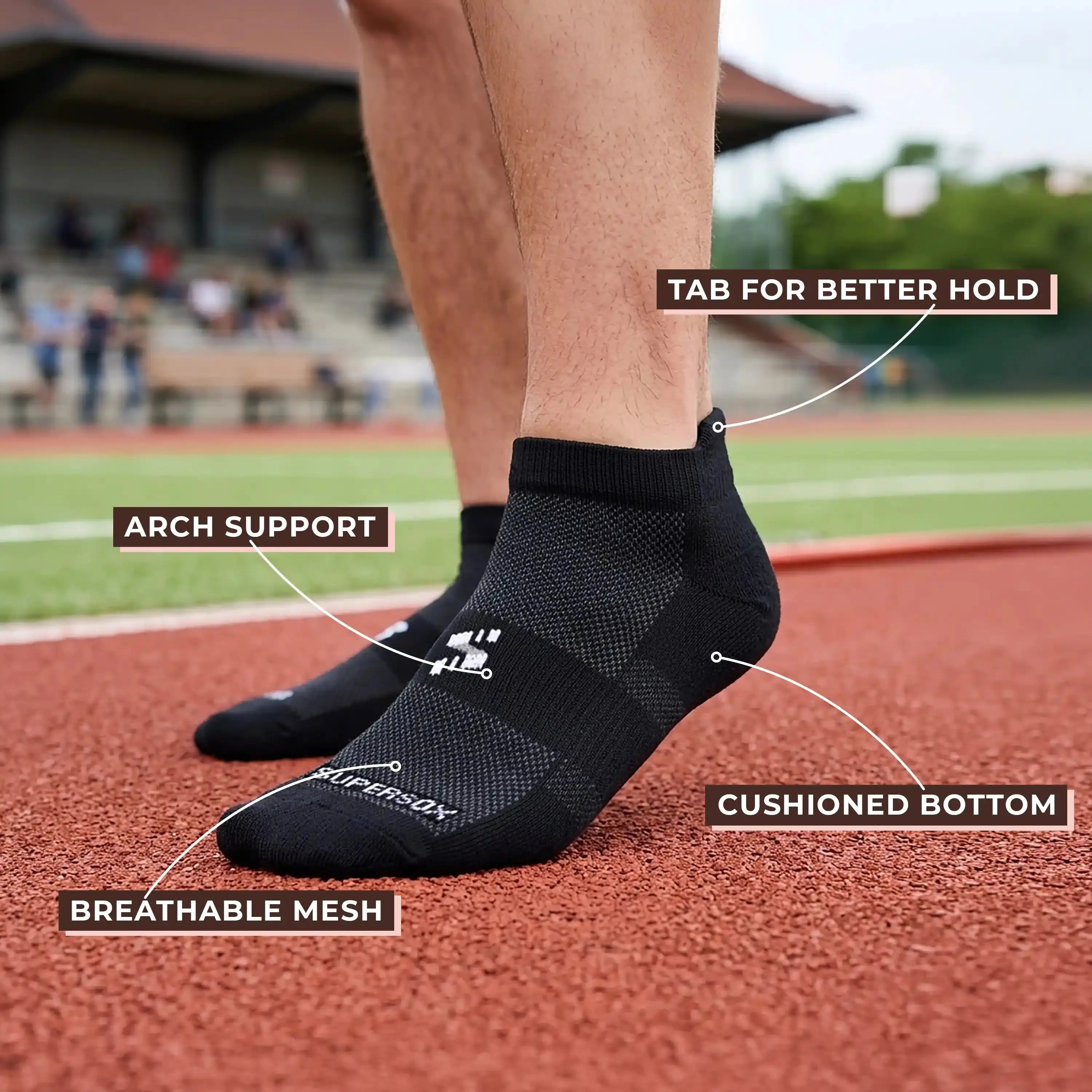 Ankle Length Performance Sports Socks with Breathable Mesh - Men (Pack of 6) Supersox