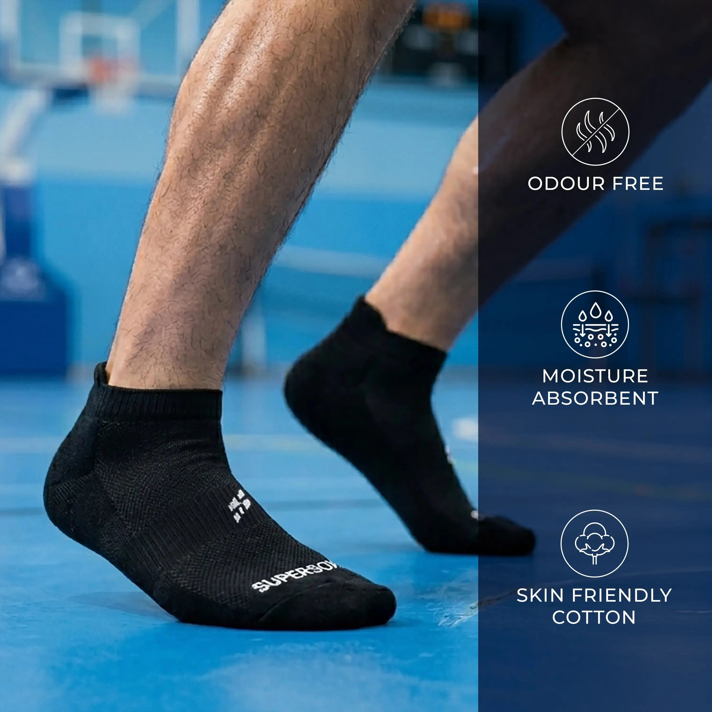 Ankle Length Performance Sports Socks with Breathable Mesh - Men (Pack of 6) Supersox