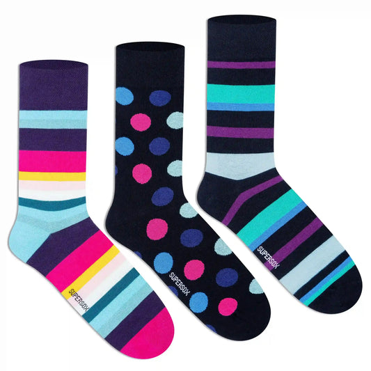 Funky Crew Socks (Unisex) - Pack of 3 3000