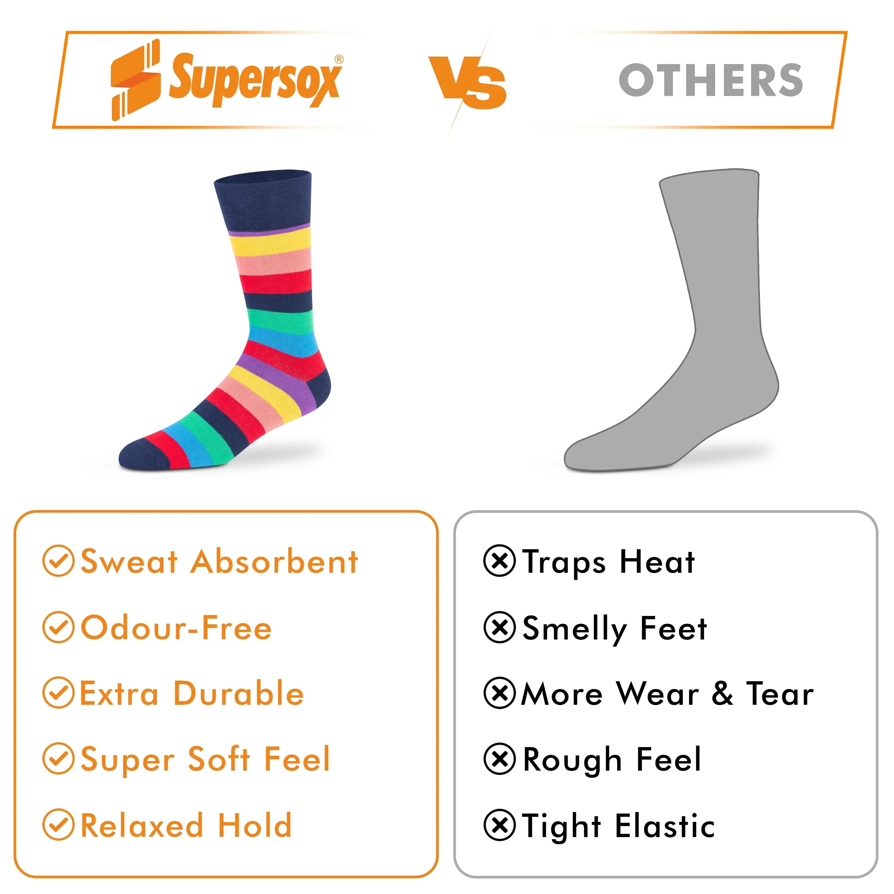 Funky Crew Socks - Unisex (Pack of 3) Supersox