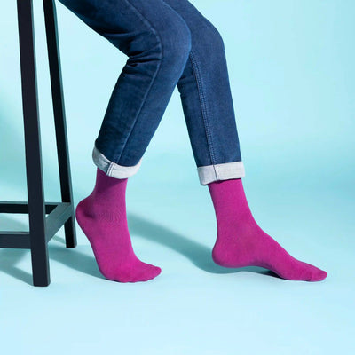 Bright Solid Crew Socks - Unisex (Pack of 1) — Dark Pink