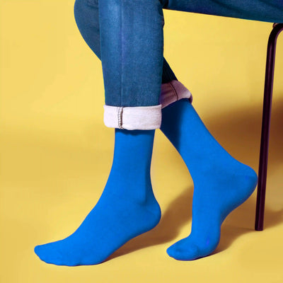 Bright Solid Crew Socks - Unisex (Pack of 1) — Blue