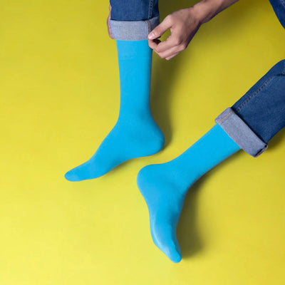 Bright Solid Crew Socks - Unisex (Pack of 1) — Light Blue
