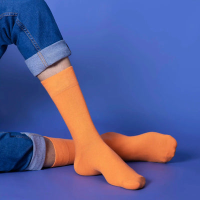 Bright Solid Crew Socks - Unisex (Pack of 1) — Bright Orange