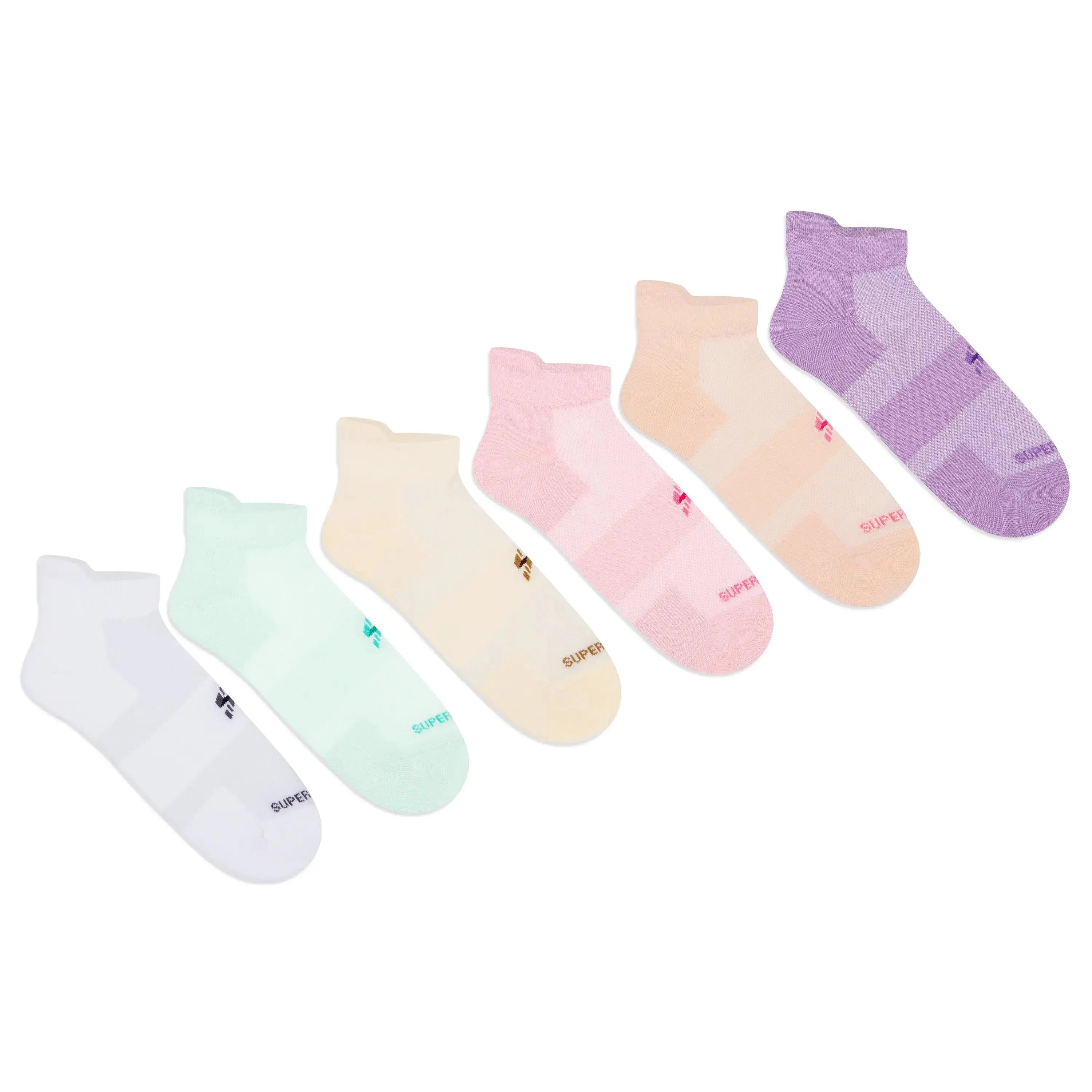 Ankle Length Performance Sports Socks with Breathable Mesh - Women (Pack of 6) Supersox