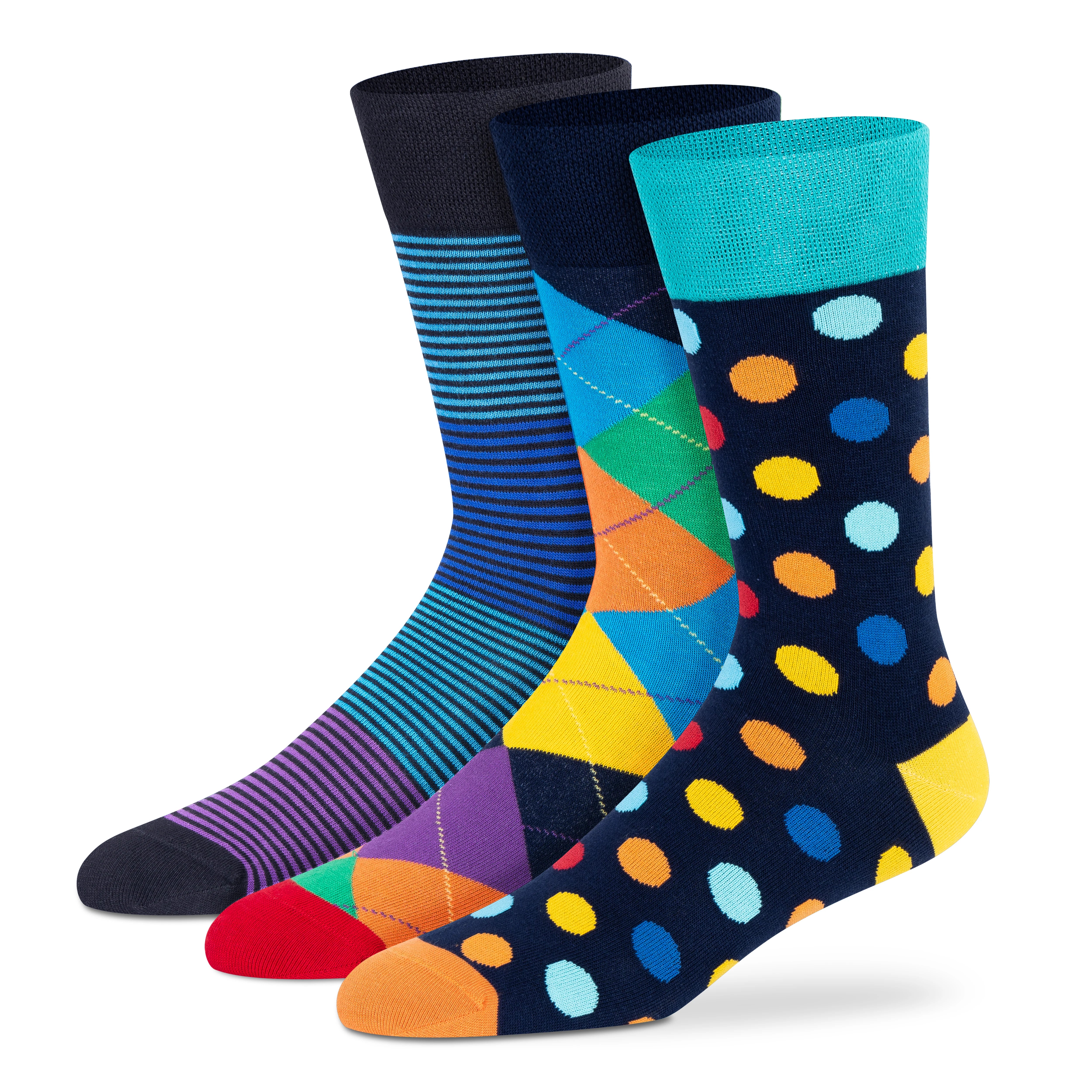 Funky Crew Socks (Unisex) - Pack of 3